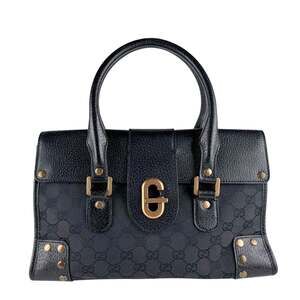 Gucci GUCCI Handbag GG Canvas Leather Black Women's z9603